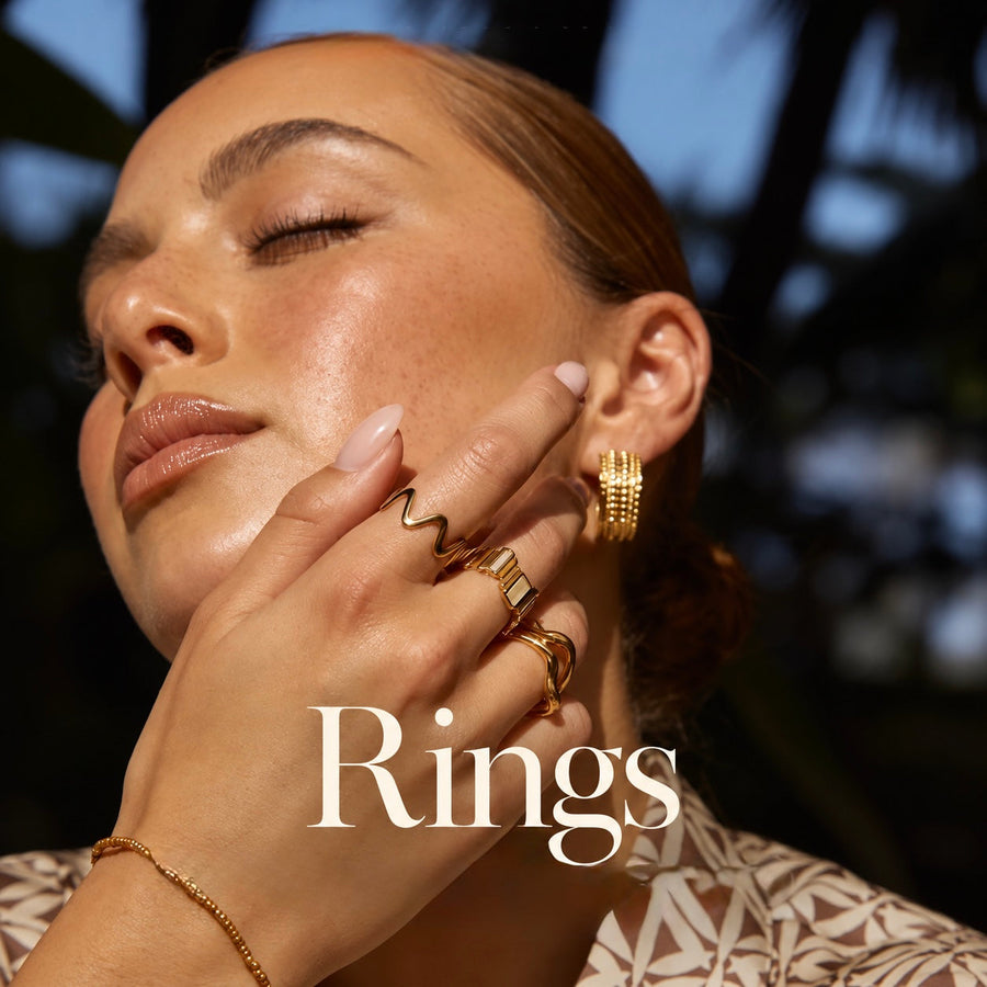 Double Dune Gold Ring Stack