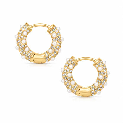 Alice Pearl Hoop Earrings - Gold - Earrings