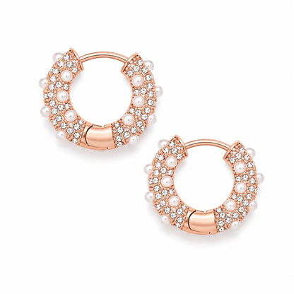 Alice Pearl Hoop Earrings - Rose Gold - Earrings