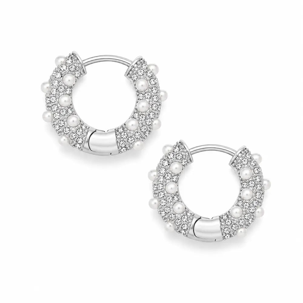 Alice Pearl Hoop Earrings - Silver - Earrings