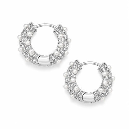 Alice Pearl Hoop Earrings - Silver - Earrings