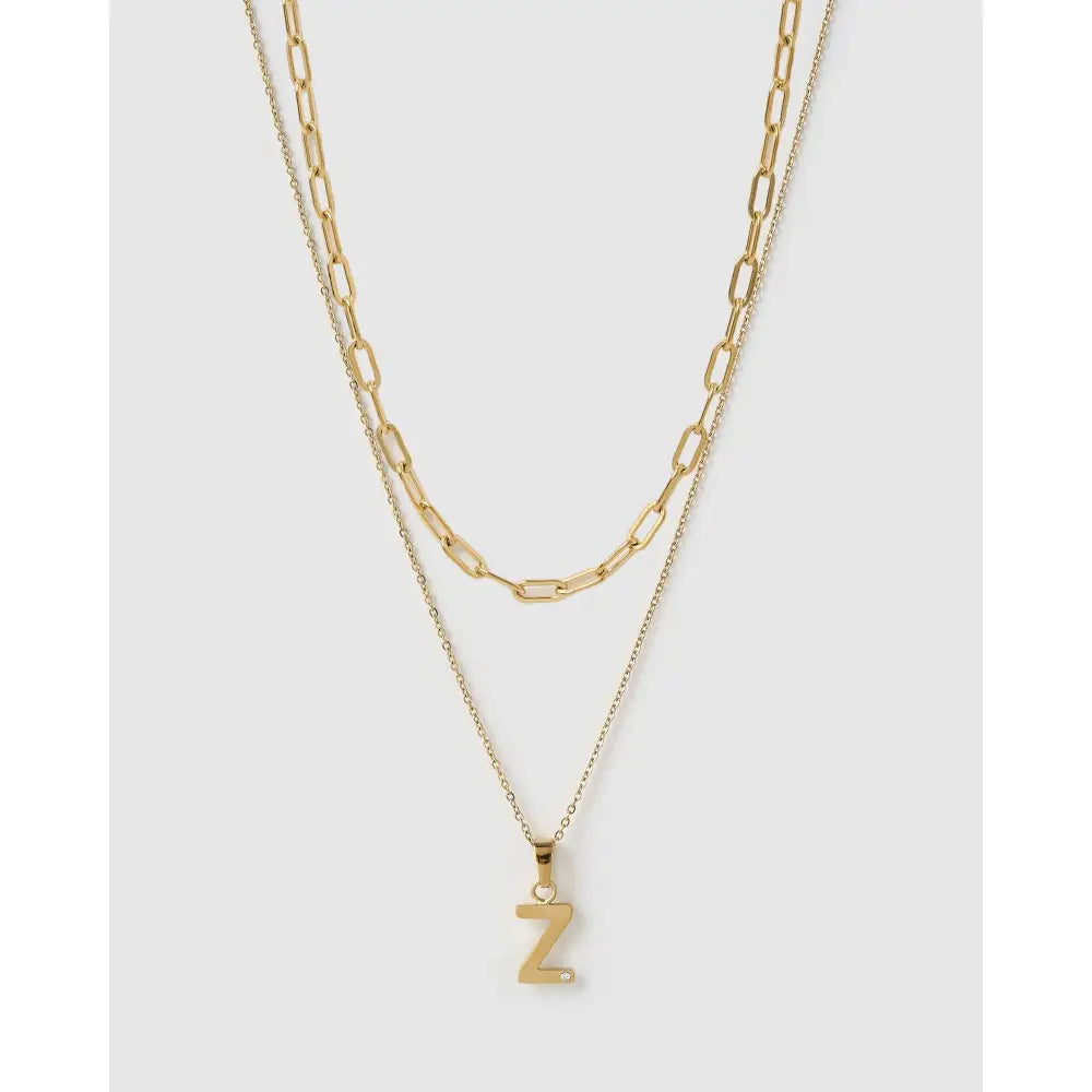 Alphabet Gold Necklace Stack - Z - Necklaces