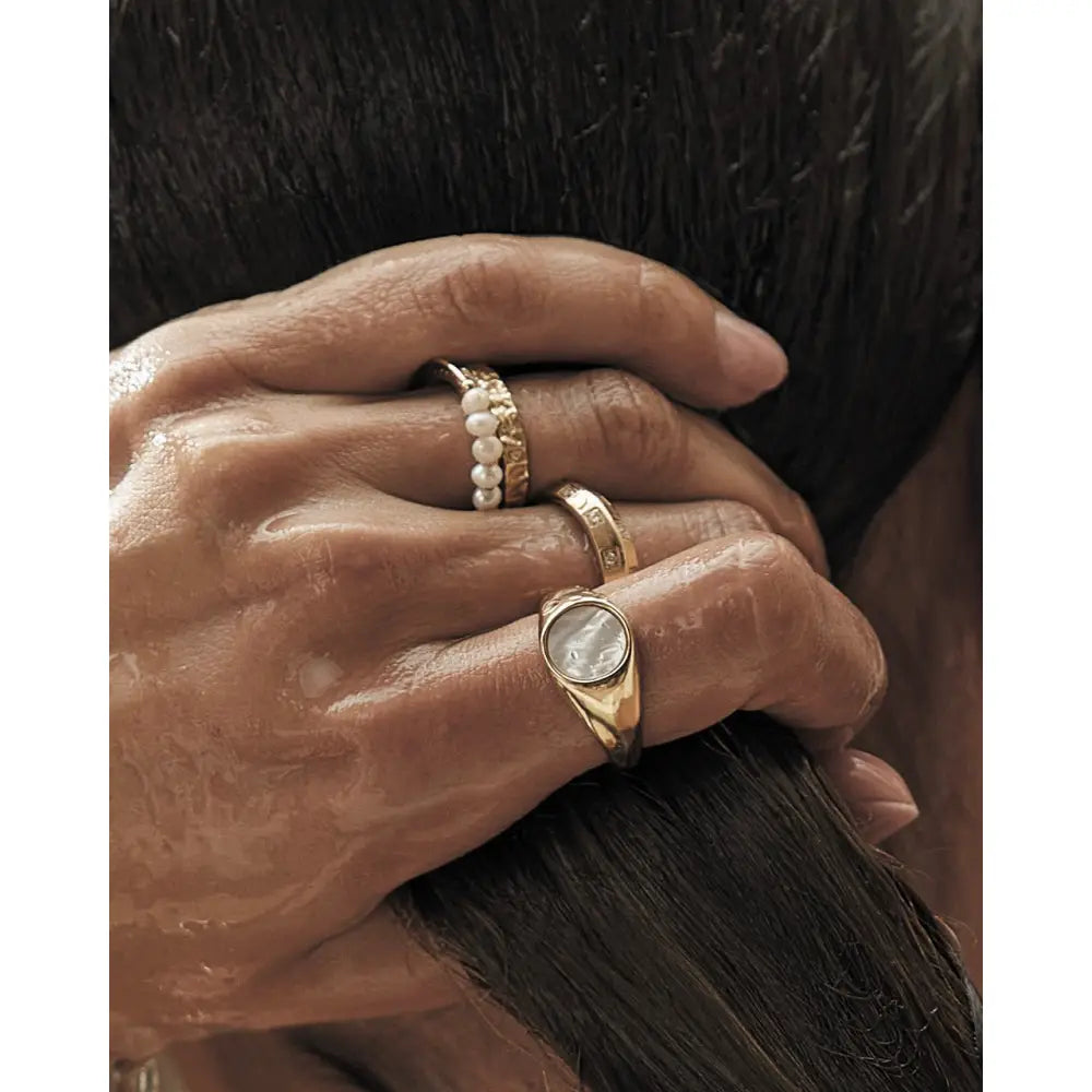 Amira Gold and Pearl Ring - Rings