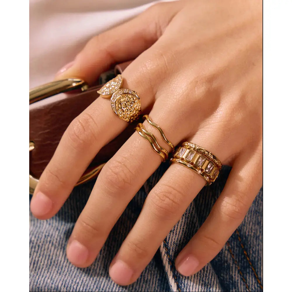 Anastasia Gold Ring with Stones - Rings