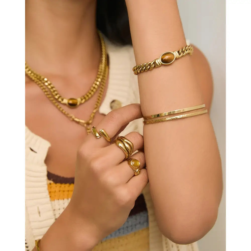 Anika Gold Ring with Stones - Rings
