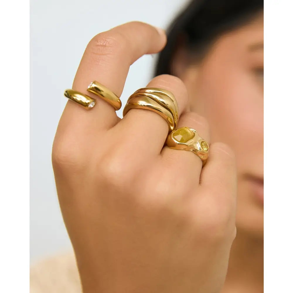 Anika Gold Ring with Stones - Rings