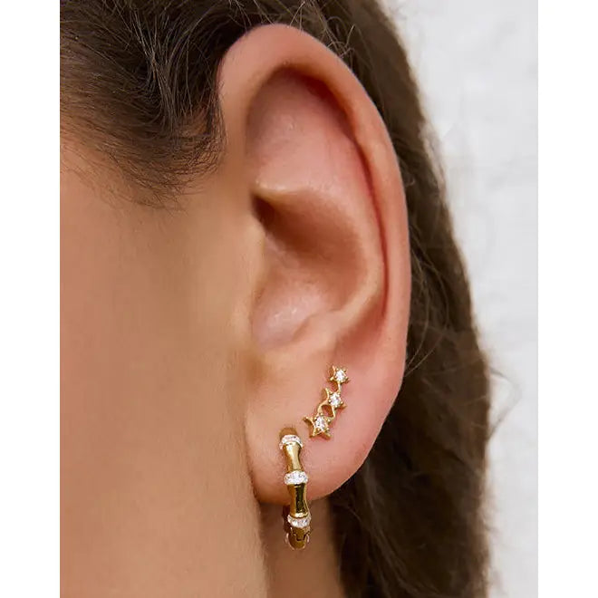 Astra Triple Star Gold Stud Earrings - Earrings