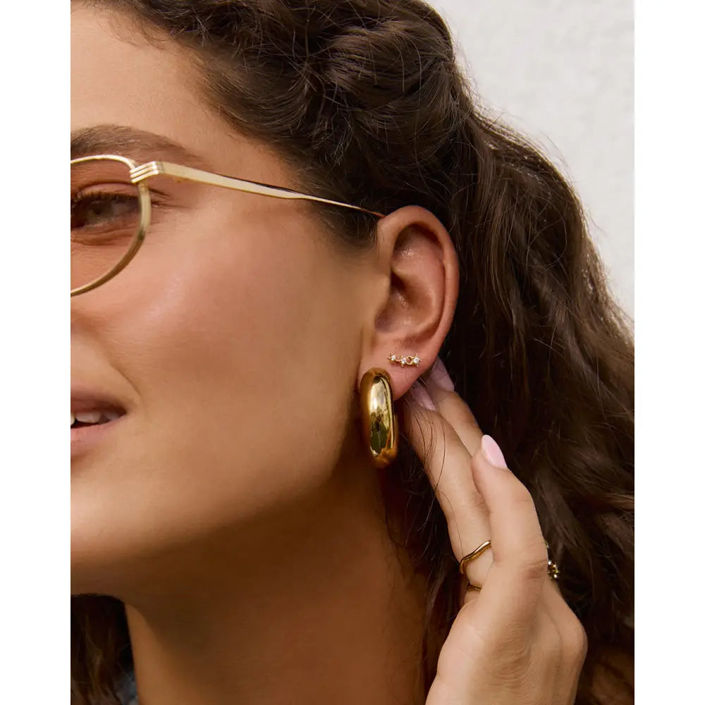 Astra Triple Star Gold Stud Earrings - Earrings