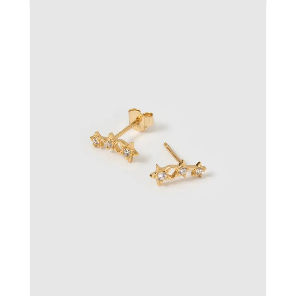Astra Triple Star Gold Stud Earrings - Earrings