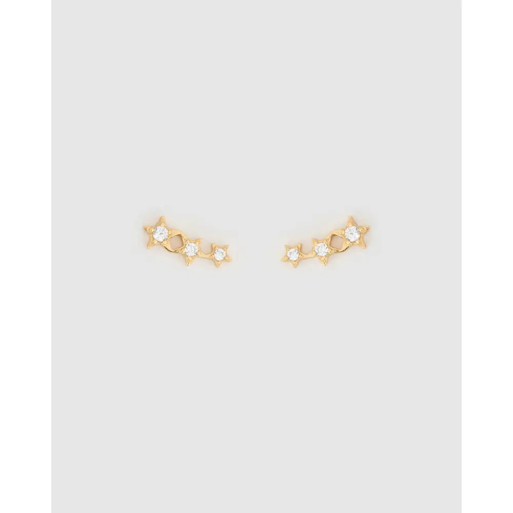 Astra Triple Star Gold Stud Earrings - Earrings