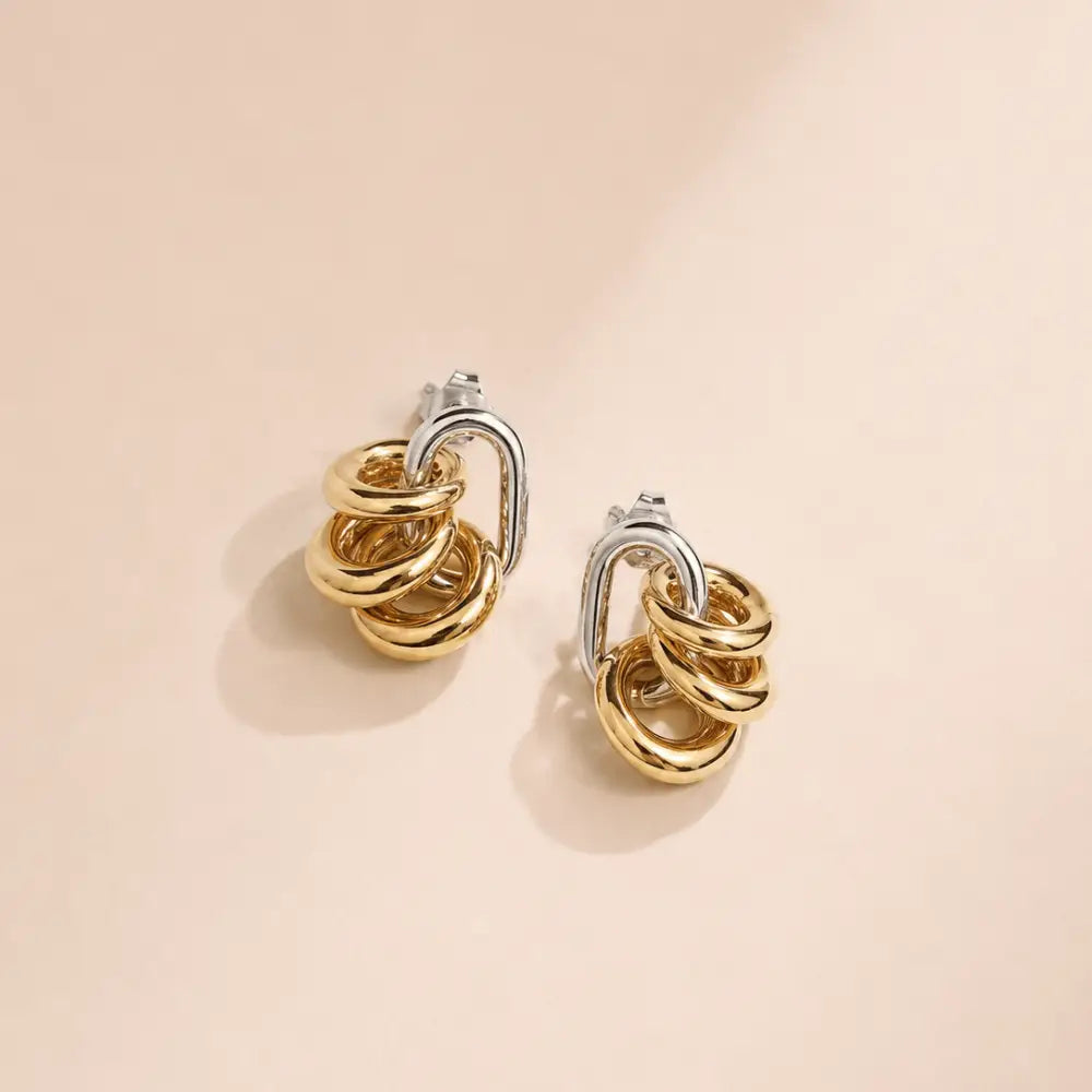 Audrey Stud Earrings - Gold & Silver Mix - Earrings