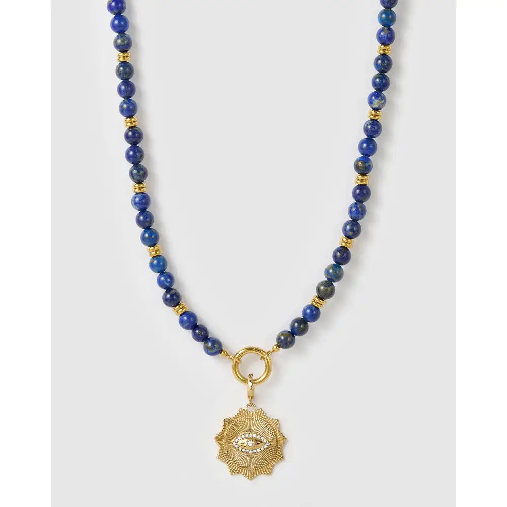 Azure Lapis Lazuli Gold Charm Necklace - Short - Necklaces