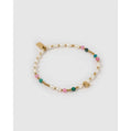 Beaded Gemstone and Pearl Initial Gold Bracelet - A - Bracelets