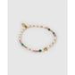 Beaded Gemstone and Pearl Initial Gold Bracelet - U - Bracelets