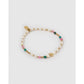 Beaded Gemstone and Pearl Initial Gold Bracelet - V - Bracelets