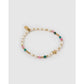 Beaded Gemstone and Pearl Initial Gold Bracelet - W - Bracelets