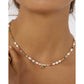 Beaded Gemstone and Pearl Initial Gold Necklace - Necklaces