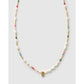 Beaded Gemstone and Pearl Initial Gold Necklace - B - Necklaces