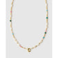 Beaded Gemstone and Pearl Initial Gold Necklace - C - Necklaces