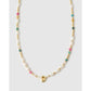 Beaded Gemstone and Pearl Initial Gold Necklace - D - Necklaces