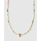 Beaded Gemstone and Pearl Initial Gold Necklace - E - Necklaces