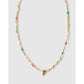 Beaded Gemstone and Pearl Initial Gold Necklace - F - Necklaces