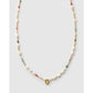 Beaded Gemstone and Pearl Initial Gold Necklace - G - Necklaces