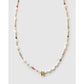 Beaded Gemstone and Pearl Initial Gold Necklace - H - Necklaces