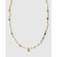 Beaded Gemstone and Pearl Initial Gold Necklace - L - Necklaces