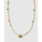 Beaded Gemstone and Pearl Initial Gold Necklace - M - Necklaces