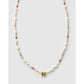 Beaded Gemstone and Pearl Initial Gold Necklace - N - Necklaces