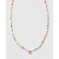 Beaded Gemstone and Pearl Initial Gold Necklace - O - Necklaces
