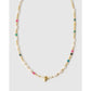 Beaded Gemstone and Pearl Initial Gold Necklace - P - Necklaces