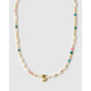 Beaded Gemstone and Pearl Initial Gold Necklace - S - Necklaces