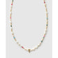 Beaded Gemstone and Pearl Initial Gold Necklace - T - Necklaces