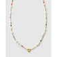 Beaded Gemstone and Pearl Initial Gold Necklace - U - Necklaces