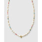 Beaded Gemstone and Pearl Initial Gold Necklace - V - Necklaces