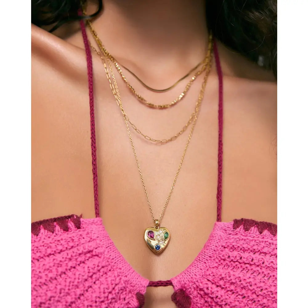 Bisou Heart Gold Necklace - Necklaces