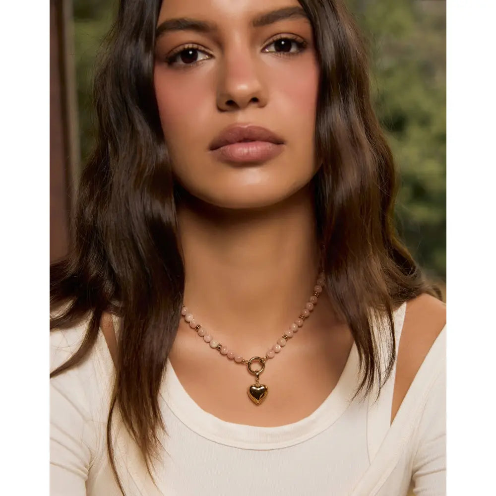 Blush Sunstone Charm Gold Necklace - Necklaces