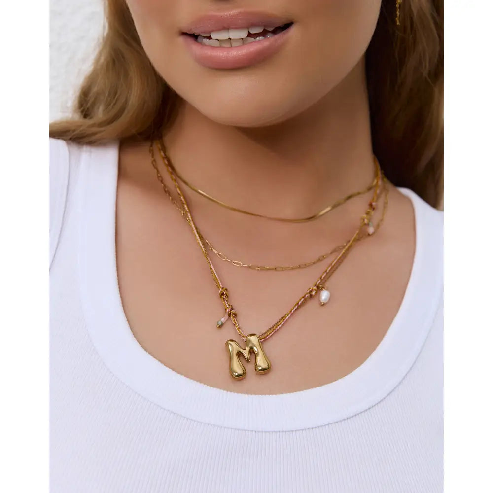 Bubble Letter Blush Gold Necklace - Necklaces