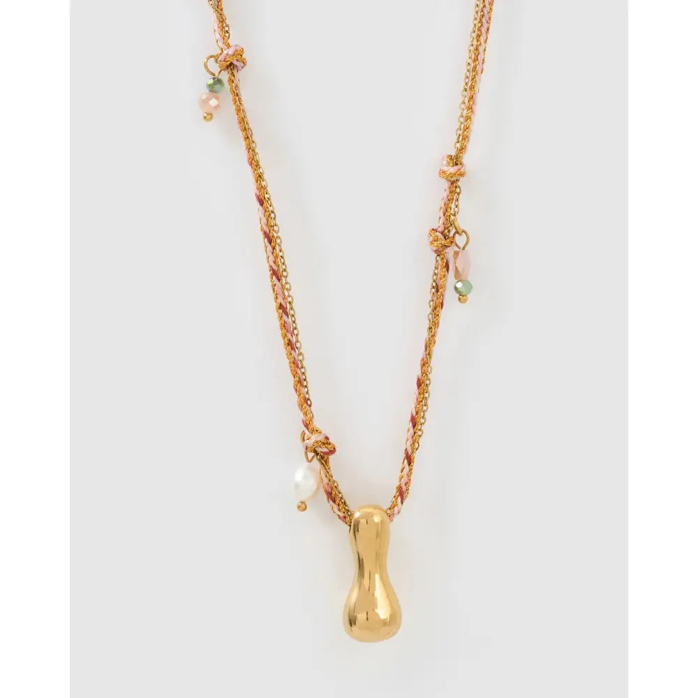 Bubble Letter Blush Gold Necklace - I - Necklaces