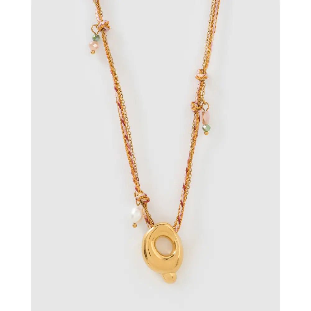 Bubble Letter Blush Gold Necklace - Q - Necklaces