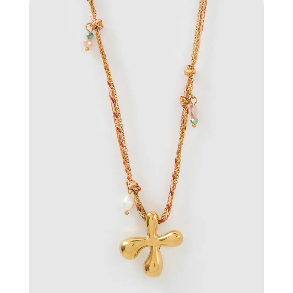 Bubble Letter Blush Gold Necklace - X - Necklaces