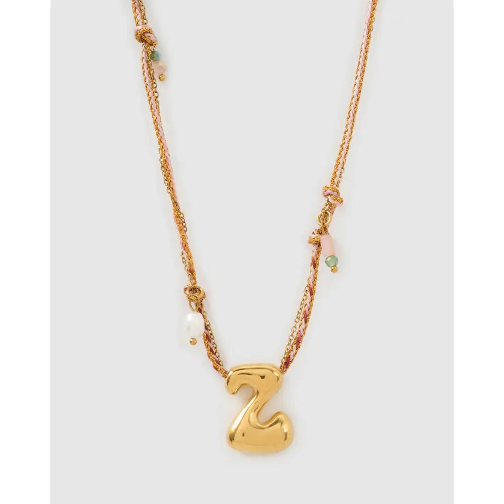 Bubble Letter Blush Gold Necklace - Z - Necklaces