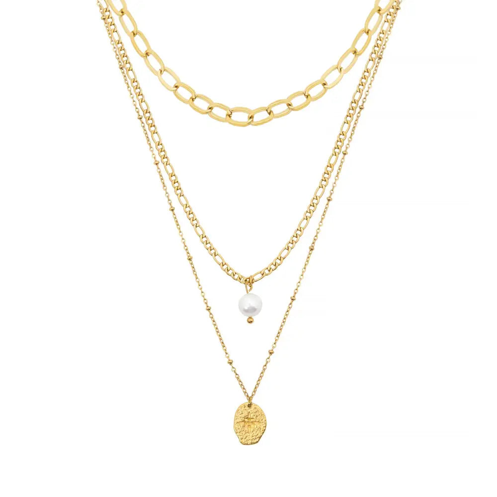 Cascade Pearl Layered Necklace - Gold - Necklaces