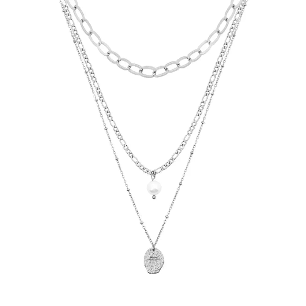 Cascade Pearl Layered Necklace - Silver - Necklaces