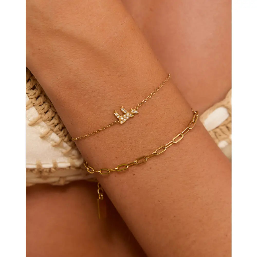 Chai Stone Gold Bracelet - Bracelets