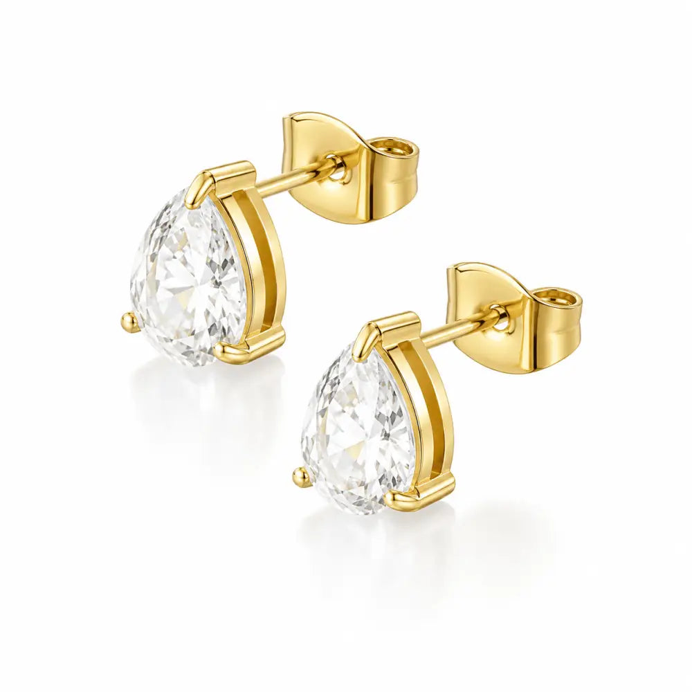 Chantelle Pear Stud Earrings - Gold - Earrings