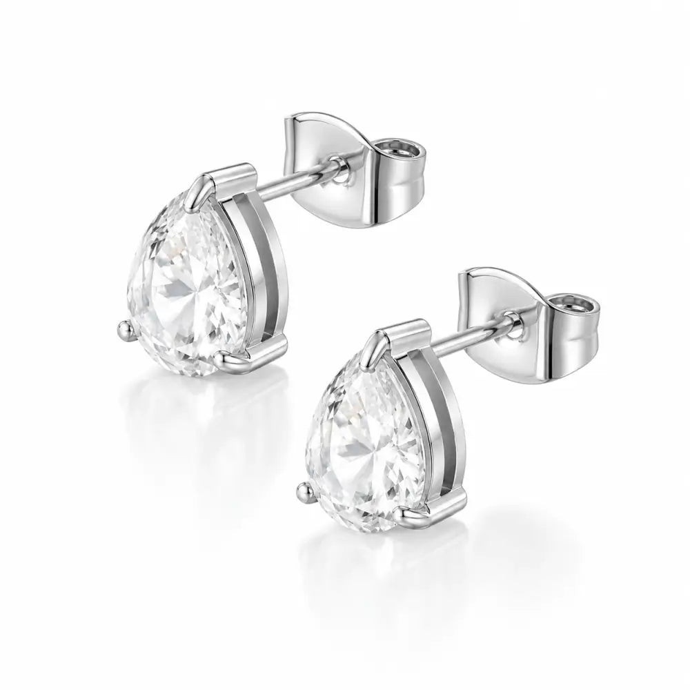 Chantelle Pear Stud Earrings - Silver - Earrings