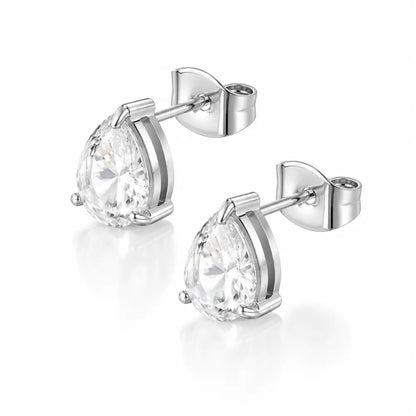 Chantelle Pear Stud Earrings - Silver - Earrings
